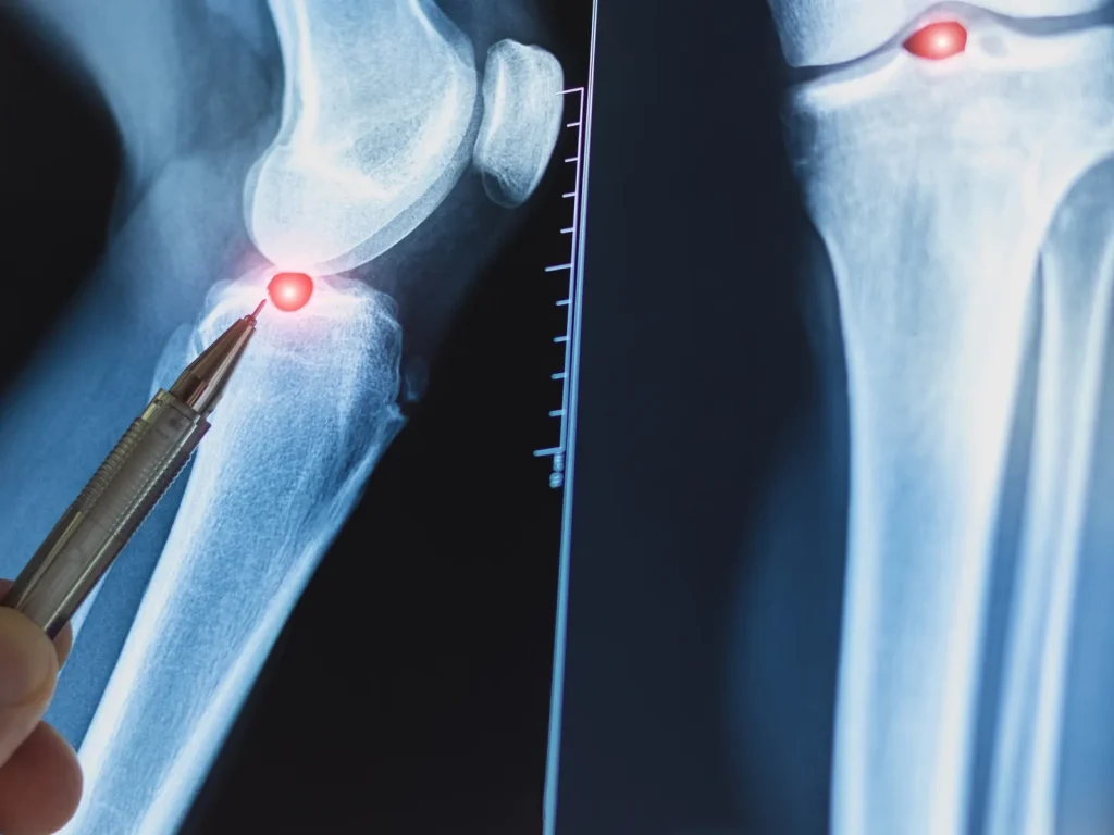 A patient's leg positioned in a Knee on Trac unit during a session in Allentown